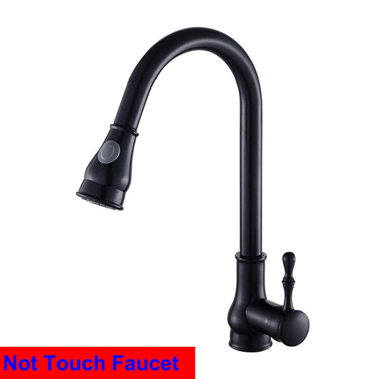 Black Touch Kitchen Faucet Pull Out Kitchen Sink Faucets Solid Brass Kitchen Mixer Tap Sensitive Sensor Touch Kitchen Faucets